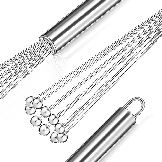Patelai 2 Pieces Stainless Steel Ball Whisk Wire Egg Whisk Set Kitchen - Image 3