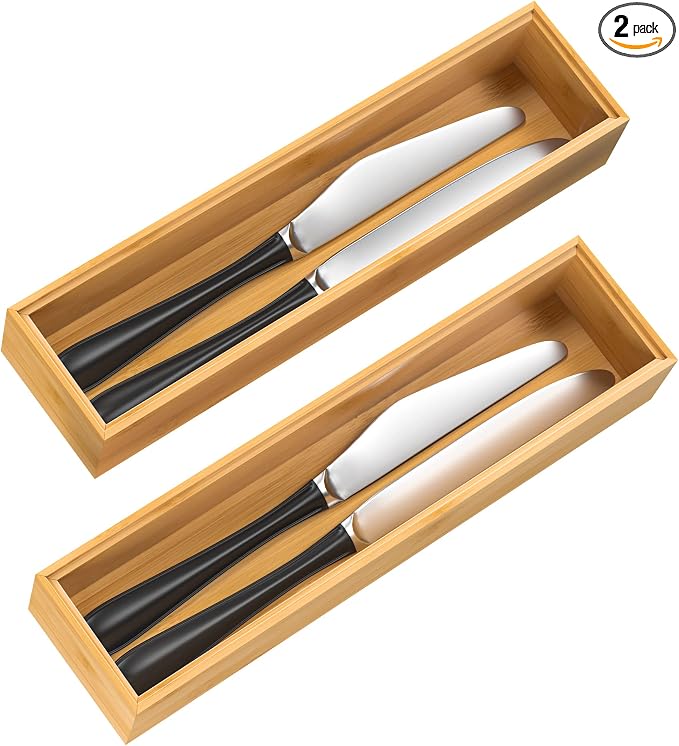 VeyFey Silverware Tray for Drawer, Stackable Kitchen Bamboo Drawer Organizer by VeyFey