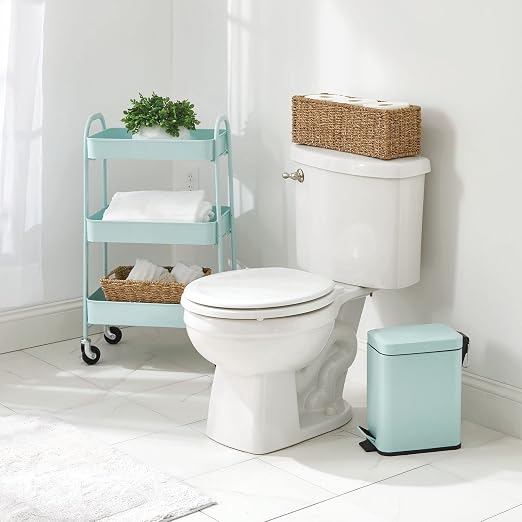 mDesign Small Modern 1.3 Gallon Rectangle Metal Lidded Step Trash Can, Compact - Image 6