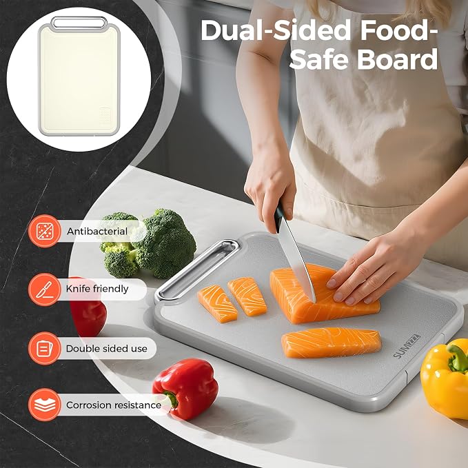 Sumzzz 2-in-1 Stainless Steel Cutting Board, Double-Sided - Image 5