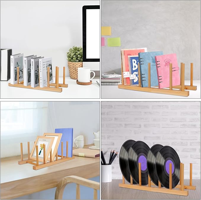 SAMEBUTECO Bamboo Wooden Dish Racks Plate Stand Holder Vertical Drainer Kitchen - Image 4