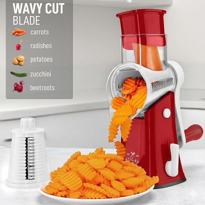 Zulay Kitchen Rotary Cheese Grater 5 Blade Cheese Shredder - Image 4