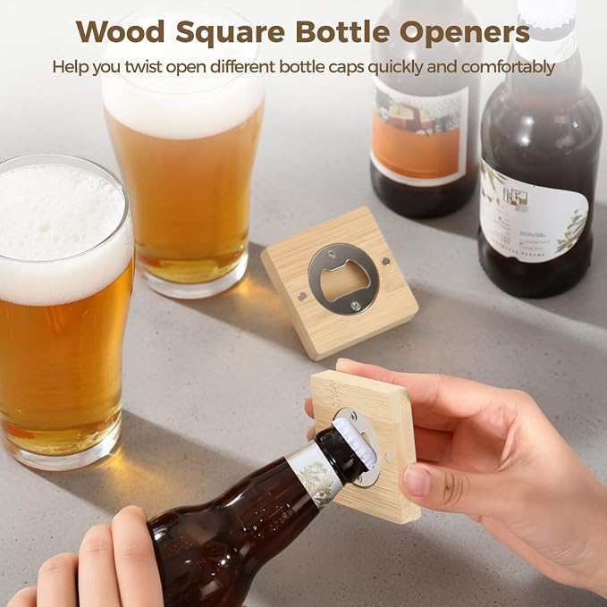 24Pcs Bamboo Bottle Opener, 2.6 x 0.5" Wooden Bottle Openers Blanks Bulk - Image 3