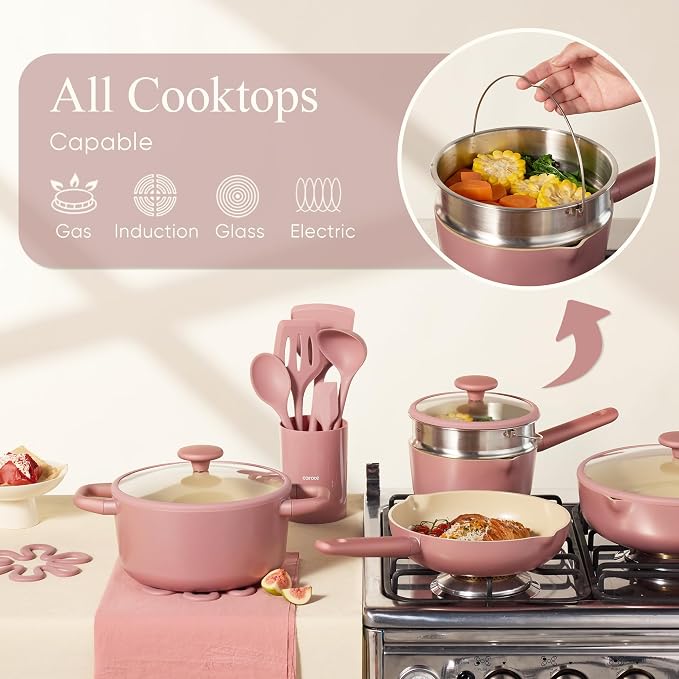CAROTE 21pcs Cookware Set Nonstick Pots and Pans Set, Ceramic Cookware Set - Image 7