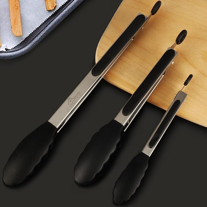 HOTEC Premium Stainless Steel Locking Kitchen Tongs - Image 7