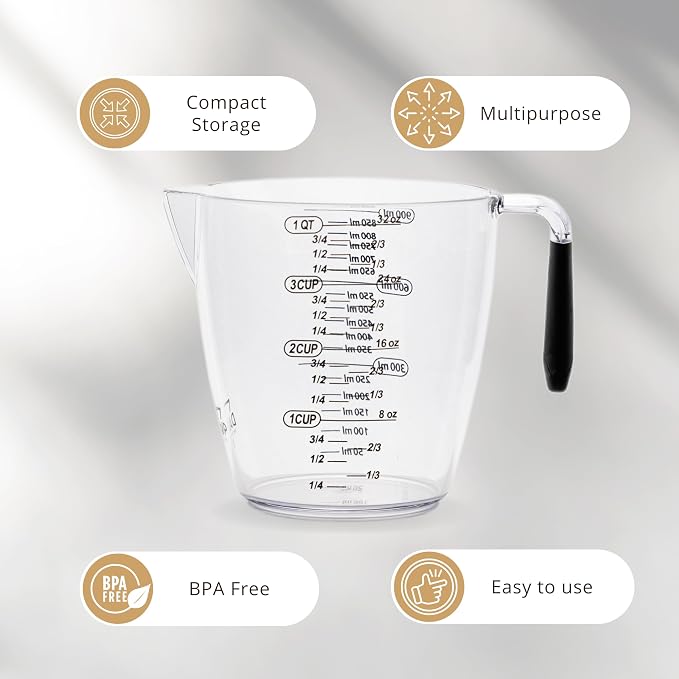 Dalup Measuring Cup Set – Clear Plastic Liquid Measuring Cups - Image 2