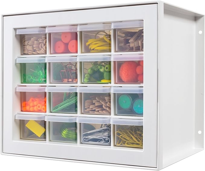 IRIS USA Small Plastic Storage Drawers, 16-Drawer Organizer, Made in USA by IRISUSA