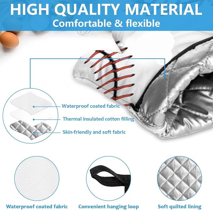 Baseball Oven Mitts and Pot Holders Sets Heat Resistant 4Pcs Potholders Oven - Image 3