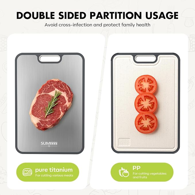 Sumzzz Titanium Cutting Board for Kitchen, Cutting Board Double Sided Food Grade - Image 4