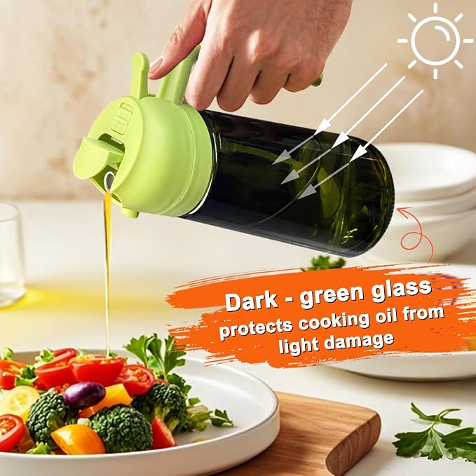 mqnxoi Oil Sprayer for Cooking, 2 in 1 Olive Oil Dispenser Bottle for Kitchen - Image 3