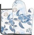 Navy Blue Ocean Sea Turtle Oven Mitts and Pot Holders Sets of 2 Summer Gift by DZGlobal