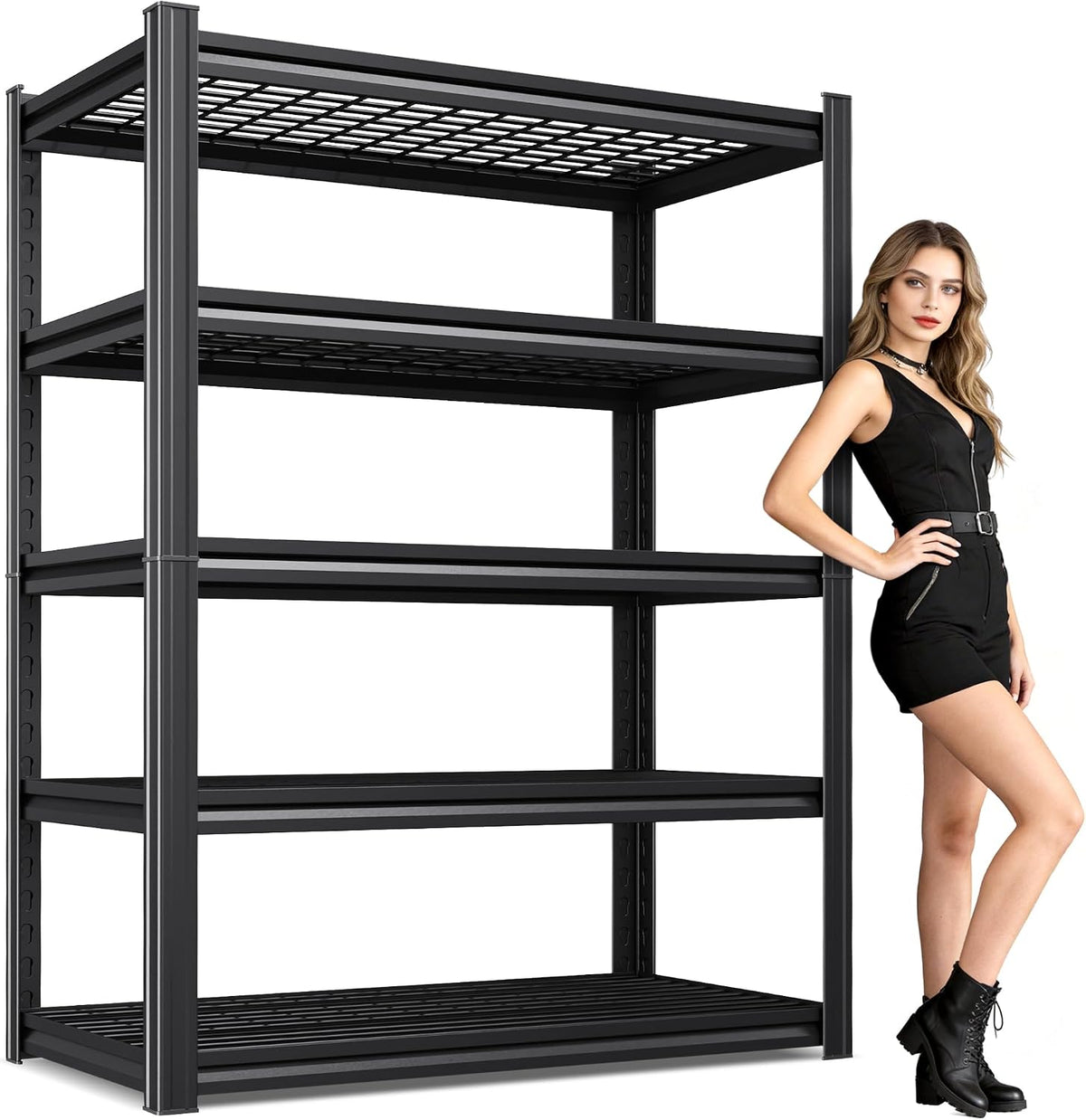 71"H Garage Shelving-3000LBS 5 Tier Storage Shelves,Adjustable Heavy