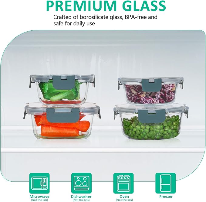 KOMUEE 24 Pieces Glass Food Storage Containers Set, Meal Prep Containers - Image 3