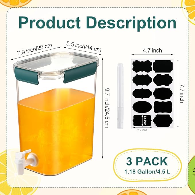 Mumufy 3 Set Plastic Drink Dispensers - Image 2