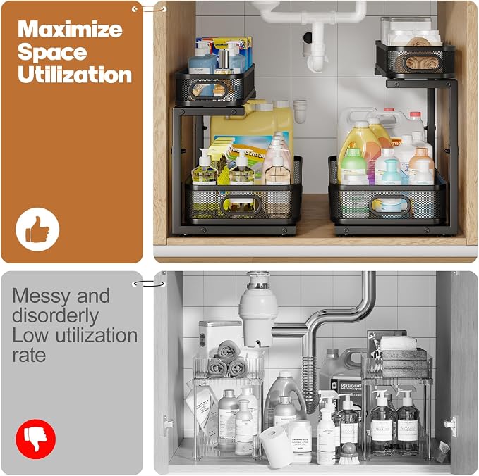2 Pack 19.3IN-Depth Under Sink Organizer - Image 5