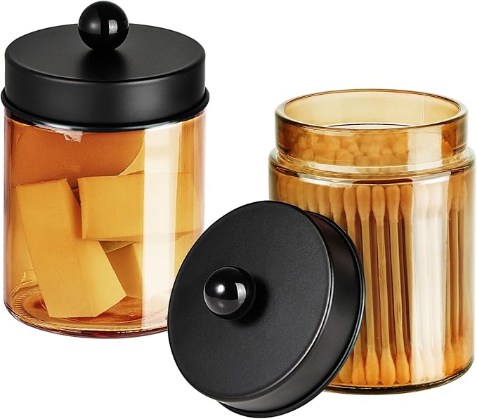 3 Pack Apothecary Jar Canisters Bathroom Vanity Organizer - Image 2