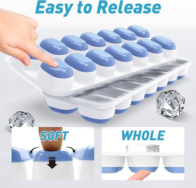 ChefAide Ice Cube Tray with Lid, 4 Packs 56 Cubes Durable Stackable Ice Cube - Image 6