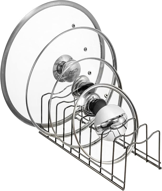 Pot Lid Organizer, Stainless Steel Pot Lid Storage Rack Holder, Cutting Board - Image 2