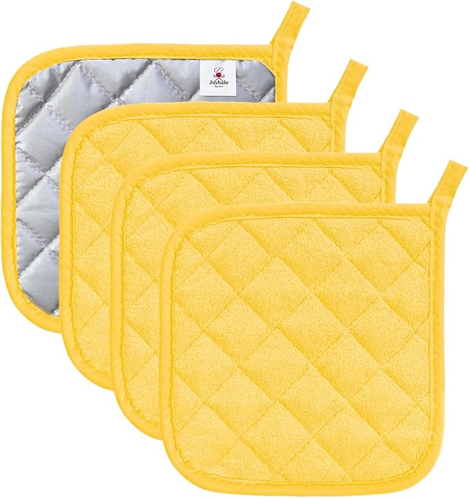 Joyhalo 4 Pack Pot Holders for Kitchen, Cotton Oven Holder by Joyhalo