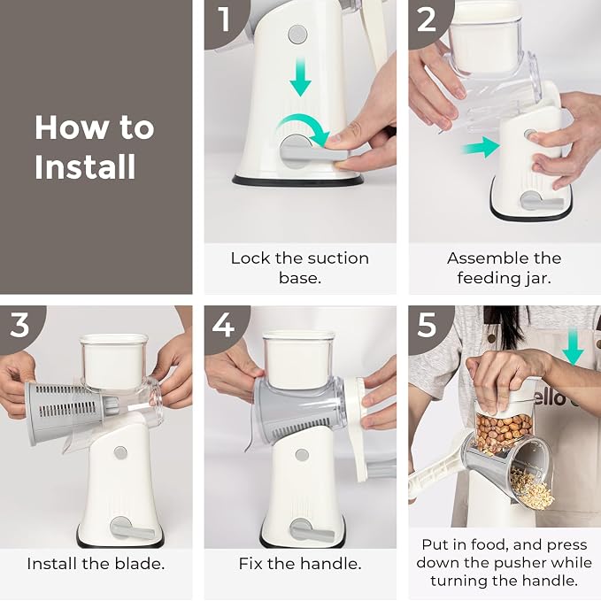 X Home 5-in-1 Rotary Cheese Grater - Image 6