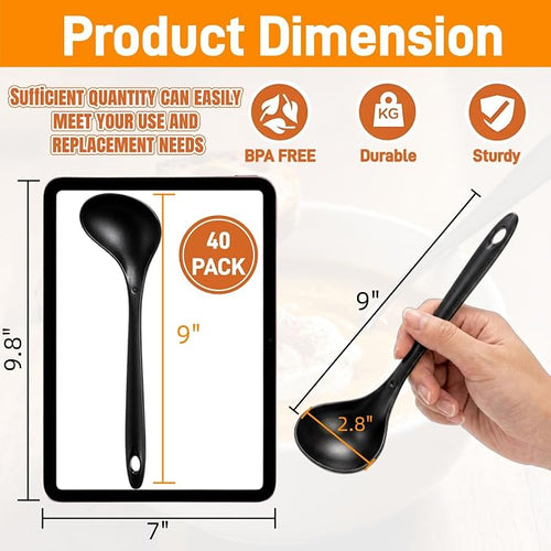 40 Pack Plastic Ladle Spoons, 1.5 Oz Solid Durable Disposable Serving Spoons - Image 2