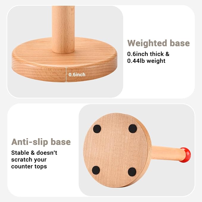 Paper Towel Holder, Wooden Kitchen Roll Stand - Image 4
