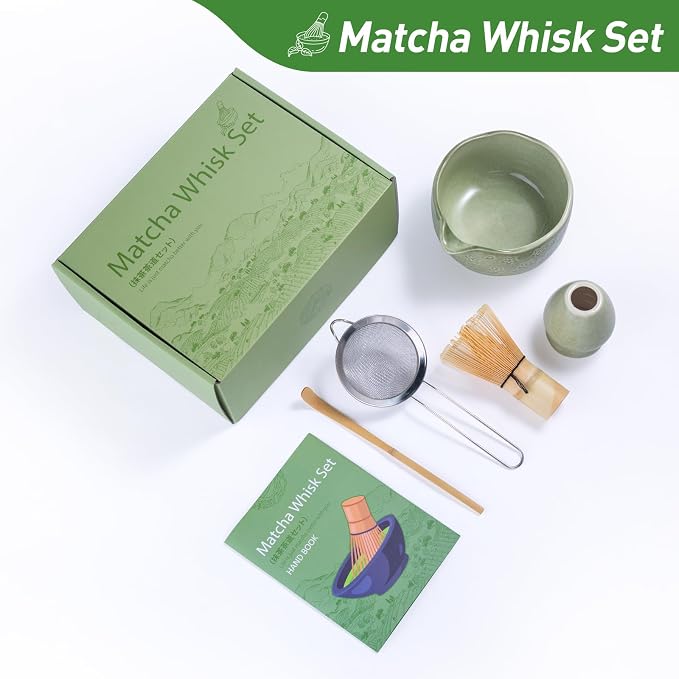 Matcha Whisk Set, Bamboo Whisk, Bamboo Scoop, Stainless Sifter - Image 2