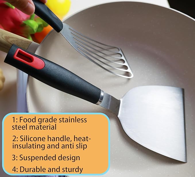 KLAQQED Spatula Set Stainless Steel Kitchen Metal Spatula - Image 3