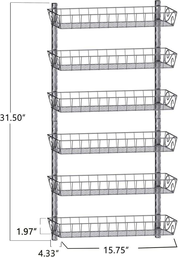 SWOMMOLY Adjustable Wall Mount Spice Rack, 6-Tier Dual-use Organizer - Image 3