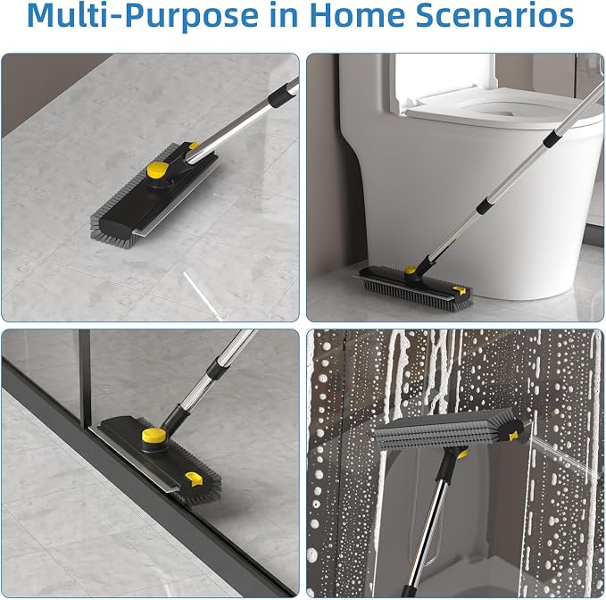 Scrub Brush with Long Handle, Floor Scrub Brush Squeegee Broom - Image 6