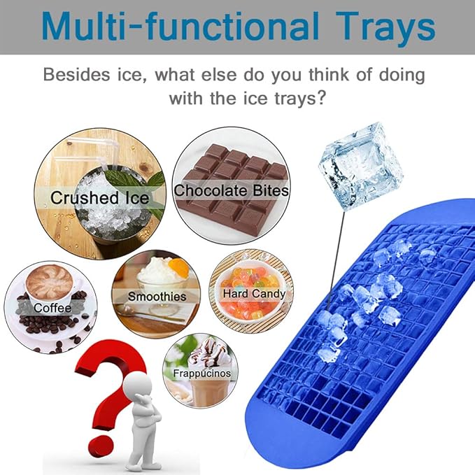 Silicone Mini Ice Cube Trays 3 Pack, 160 Crushed Ice Cube Molds Easy Release - Image 3