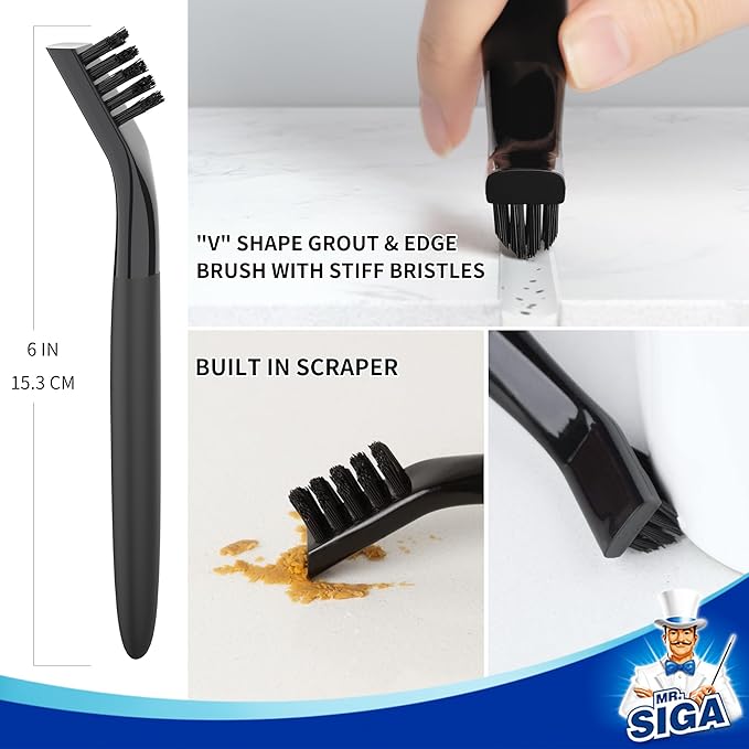 MR.SIGA Grout Cleaner Brush Set, Detail Cleaning Brush Set - Image 2
