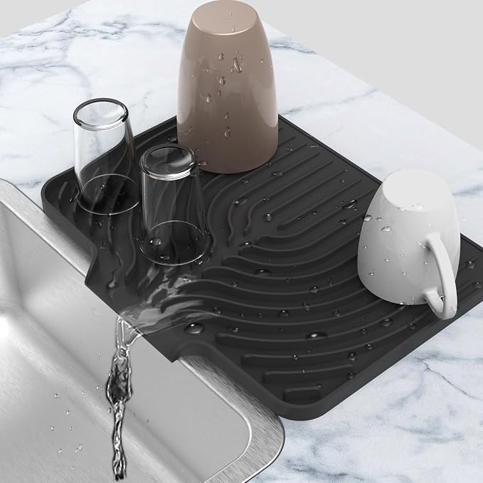 Silicone Drying Mat for Kitchen Counter, Dish Drying Rack Matt by JOOKKI