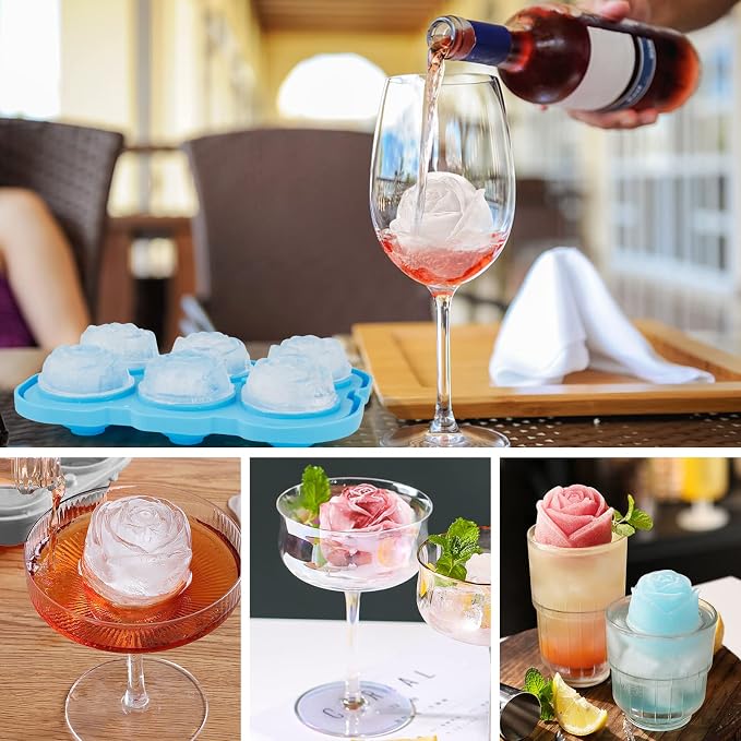 Ice Cube Tray, Mikiwon 2 inch Rose Ice Cube Trays - Image 5