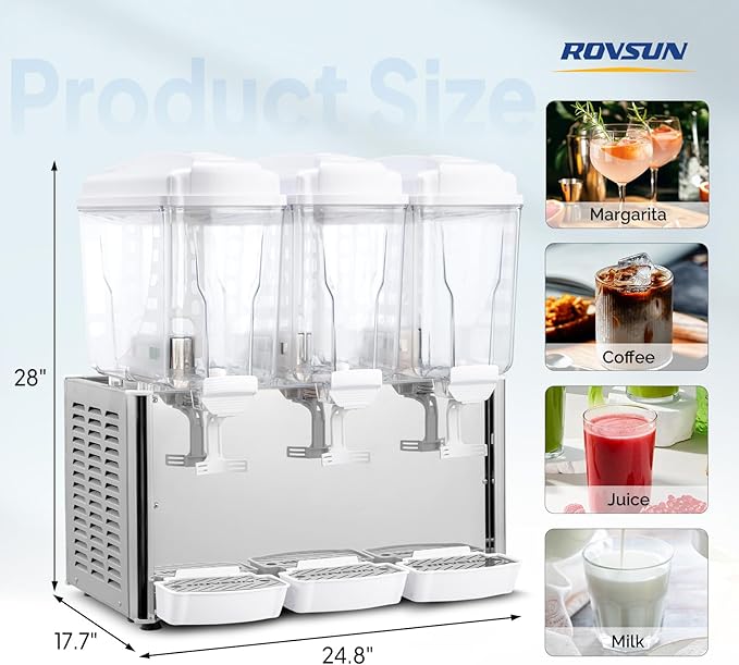 ROVSUN 14.4 Gallon/54L Commercial Beverage Dispenser Drink Dispenser, 18L X 3 - Image 8
