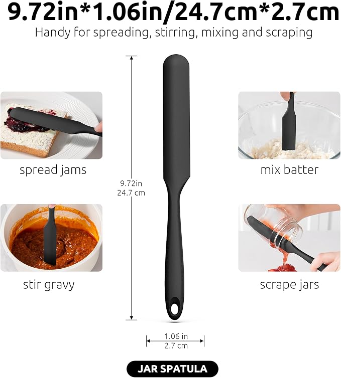 U-Taste Skinny Silicone Jar Spatula: 600ºF Heat-Resistant Food-Grade 10in Long - Image 2