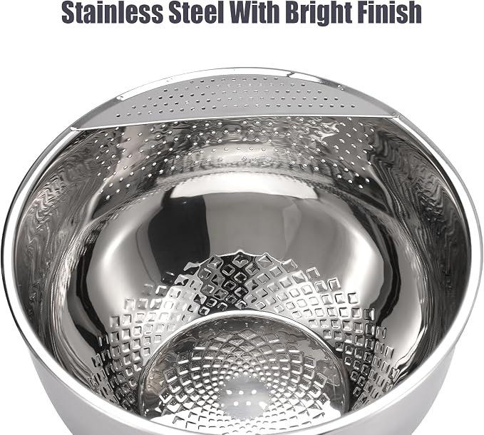 Rice Washer Strainer Bowl Quinoa Washing Bowl Stainless Steel Colander - Image 3