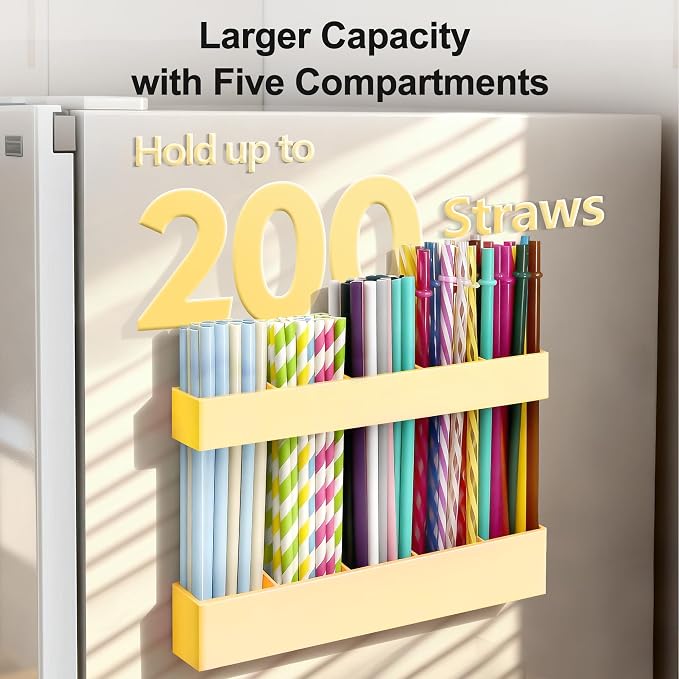 Straw Holder for Cabinet Door, 9.6” Adjustable Two-Part Large Acrylic Straws - Image 3