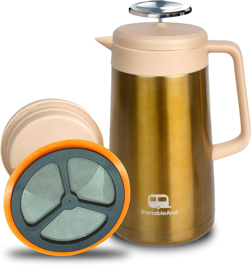 34oz Double Vacuum Insulation Large Silicone French Press Coffee