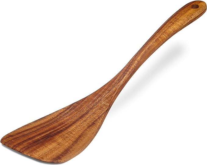 Jilla-hla Wooden Spatula Nonstick Turner Acacia Wood, Right Long Handle Flat by Jilla-hla