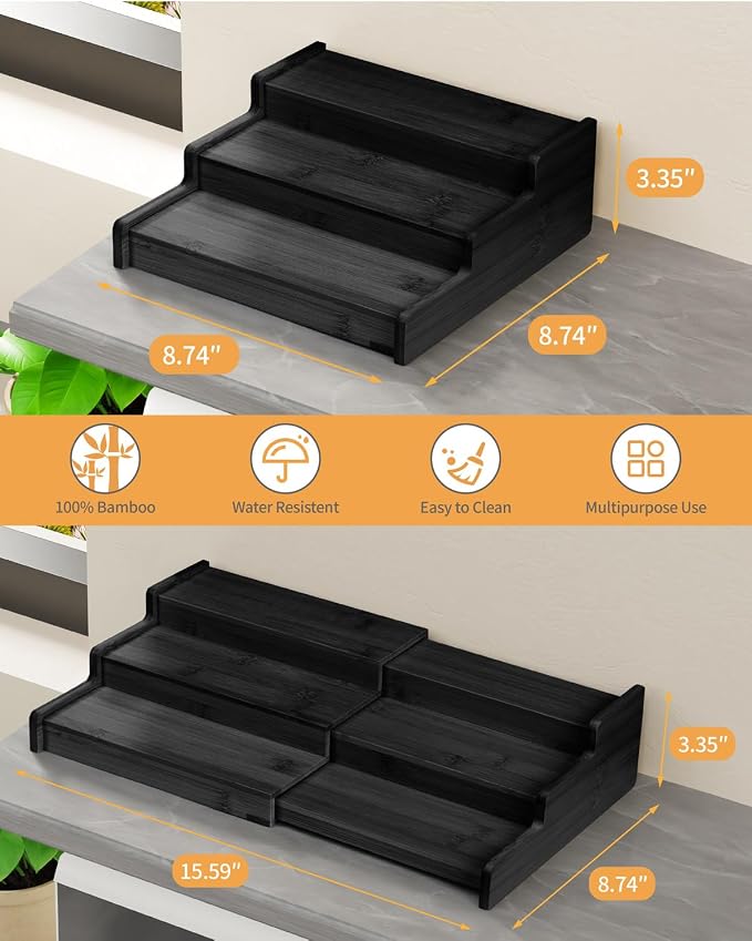 VenDotbi Spice Rack, 3-Tier Expandable Bamboo Spice Rack Organizer - Image 4
