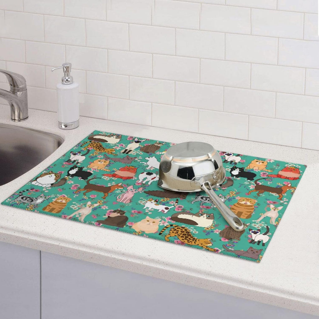 Cat Dish Drying Mat For Kitchen Microfiber Drying Mats Absorbent