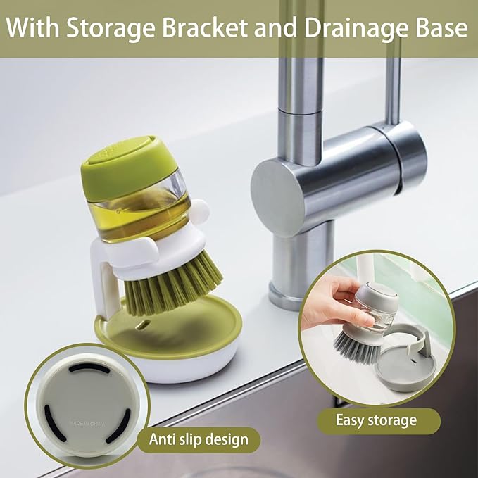 Soap Dispenser Dish Brush Palm Brush Scrub Brush Equipped - Image 5