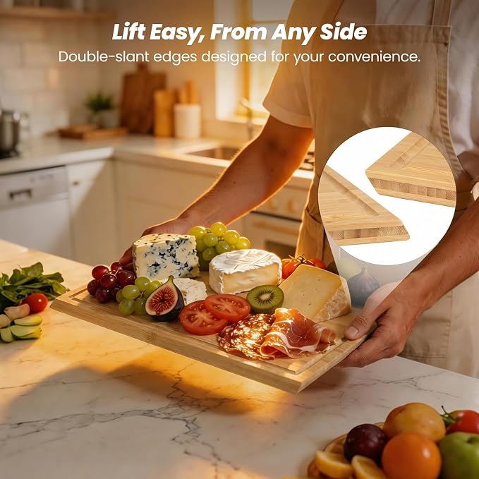 Bamboo Cutting Board Set of 3, Durable Wooden Chopping Boards - Image 6