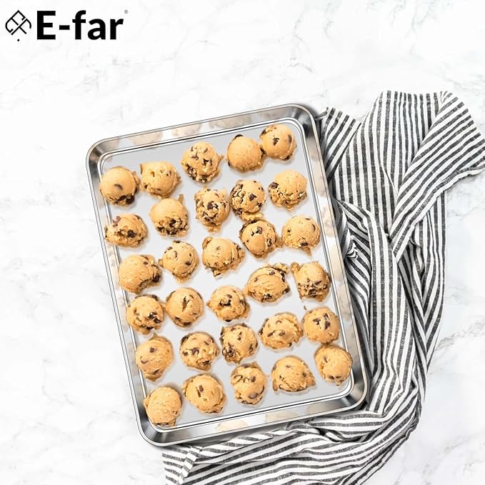 E-far Stainless Steel Baking Sheet Set of 3, 12.4”/10.5” /9.4” Cookie Sheet - Image 7