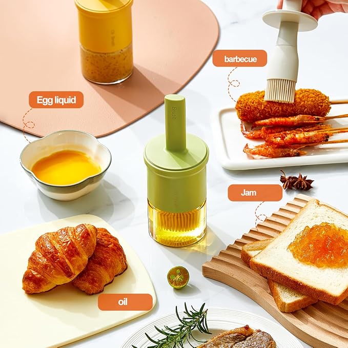 Glass Oil Dispenser with Heat Resistant Brush, Oil Dispenser Bottle with - Image 2