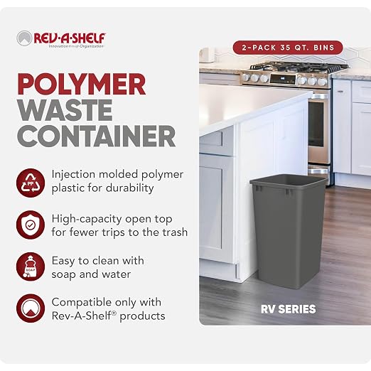 Rev-A-Shelf Polymer Replacement 35 Quart Trash Bin Recycle Waste Garbage - Image 2