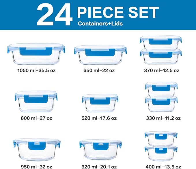 M MCIRCO 24-Piece Glass Food Storage Containers - Image 2