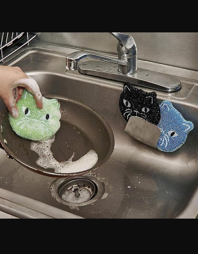 Kikkerland Reusable Cat Scrub Sponge – Cleaning Supplies - Image 3