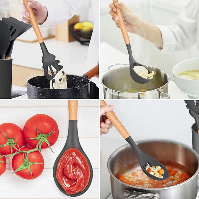 Kitchen Utensils Set of 12, E-far Silicone Cooking Utensils - Image 7